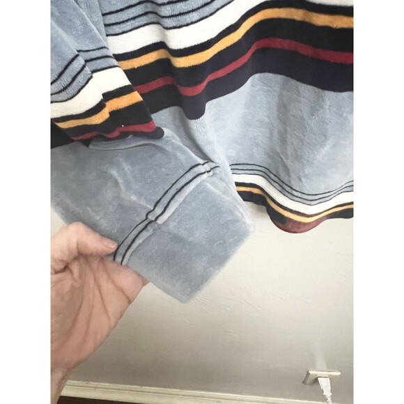 Vintage BULLHEAD Polo Shirt Medium Velvet Texture Stripe Made in Turkey Velour - Picture 5 of 6